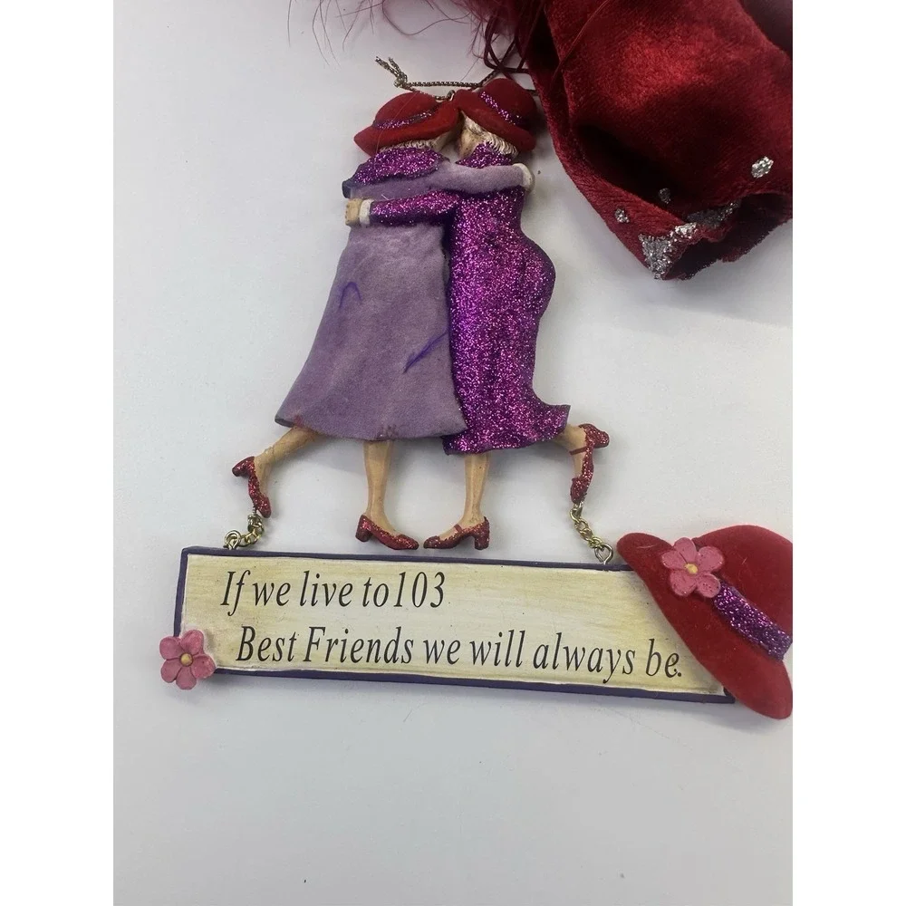 Red Hat Society 21 Ornament Lot Lighted Purple Feather Boa Holiday Decor